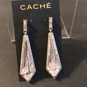 Crystal drop pierced earrings
